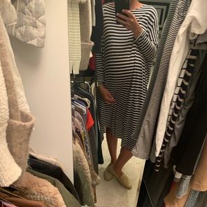 Hatch blue and white striped maternity dress
